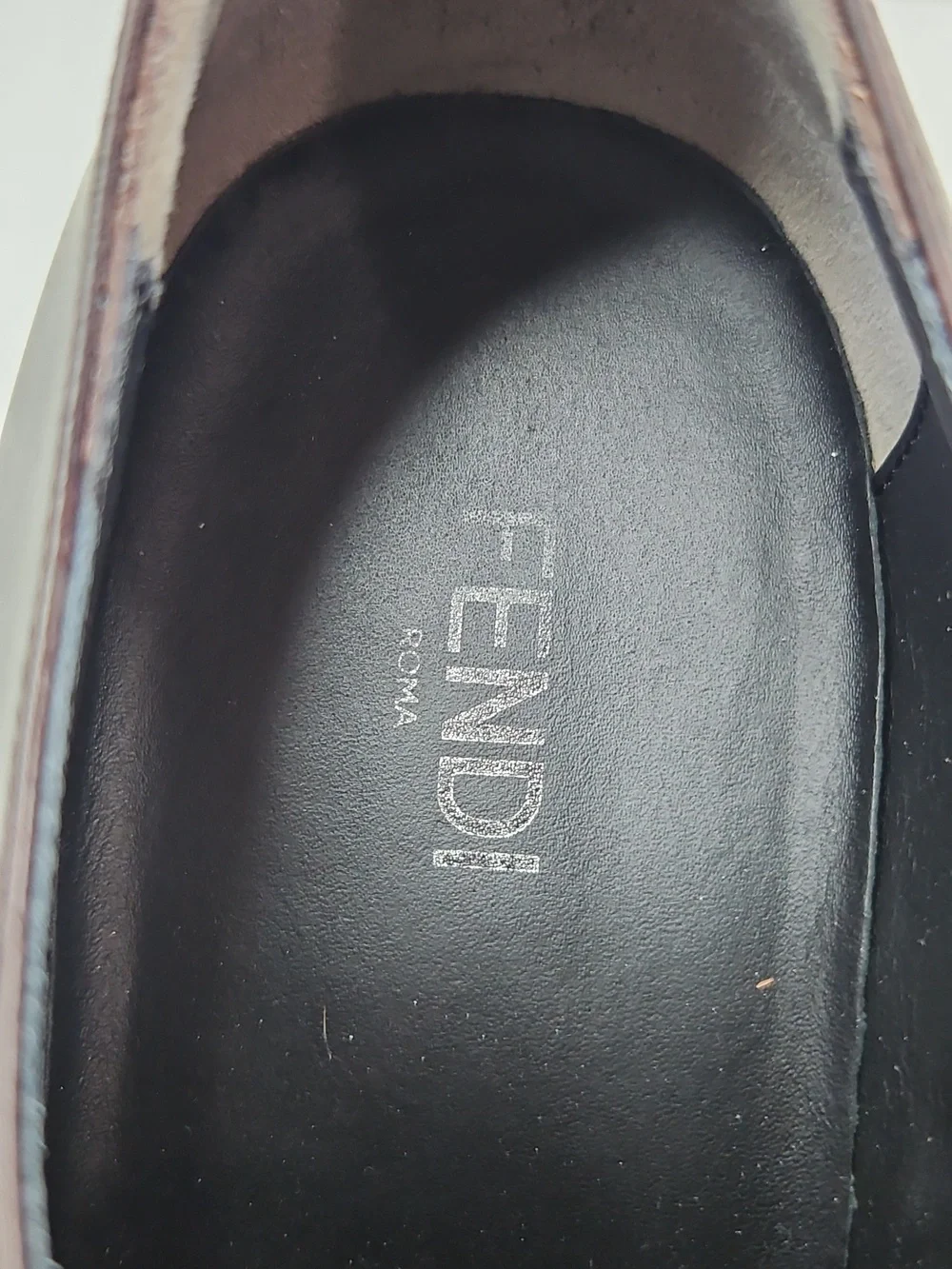 Fendi Men’s Brown Leather Derby Shoes Green Sole Size 7 Made In  Italy